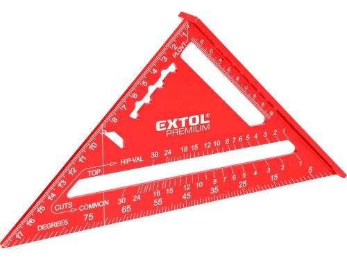 Extol Prémium asztalos derékszög, 180 mm, ALU, lézer gravírozott, mm beosztás, 0-90° ferde beosztás