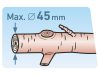 ágvágó olló; 730mm, rávágó, áttételes, tapadásmentes él, max. 45mm vágás, gumírozott fogantyú