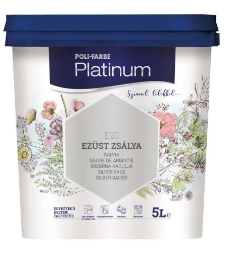 Poli-farbe platinum falfesték, Ezüst zsálya, 5l