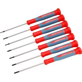   Extol prémium órás csavarhúzó klt. 7 db Cr.V. mágneses, 75 mm hosszúság, lapos: 1,5-3 mm, csillag: PH00-PH1, HRC 