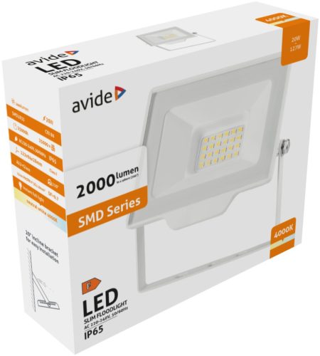 Avide LED Reflektor Slim SMD 20W NW 4000K Fehér 