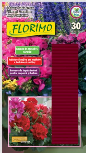 Florimo táprúd, balkon és muskátli