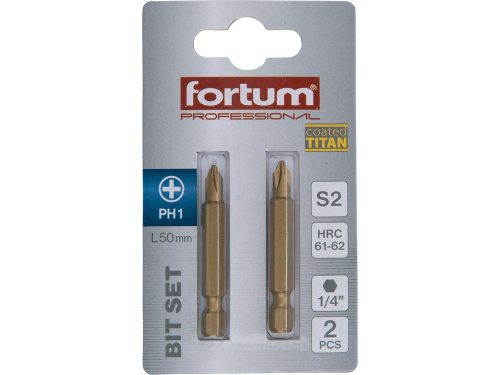 Fortum behajtóhegy PH, 2 db, S2 acél, Titanium bevonat; PH 1×50mm, bliszteren