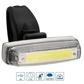   VeloGo USB tölthető LED kerékpár lámpa (COB, 80 Lumen, Fekete)