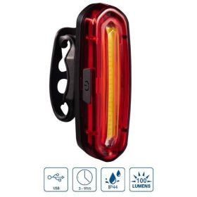   VeloGo USB tölthető LED hátsó kerékpár lámpa (COB, 100 Lumen, 240° látószög)