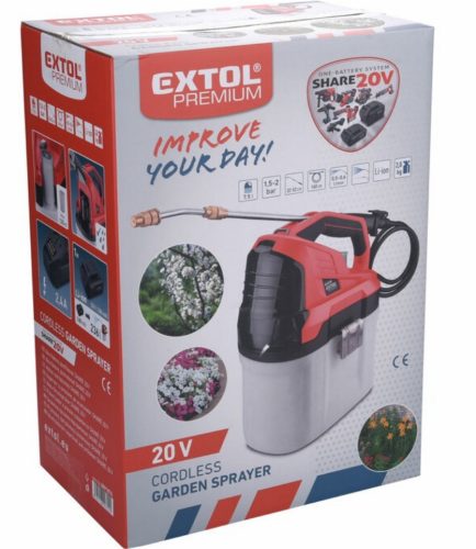 Extol Prémium akkus permetező 7,5L, Share20V, 20V, Li-ion, 1db akku, 1db töltő, 2000 mAh