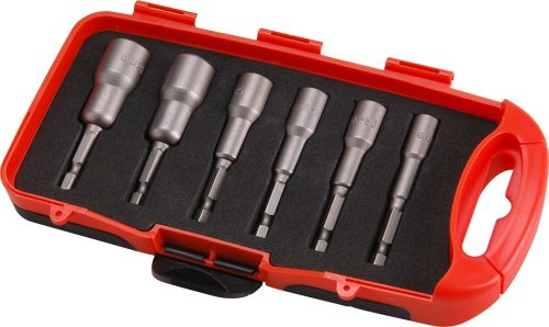 Extol prémium behajtó klt. hatlapfejű csavarhoz 6db, 6-13mm (6-7-8-10-12-13mm), 65mm hossz, 1/4" hatszög befogás, mágneses, Cr.V.