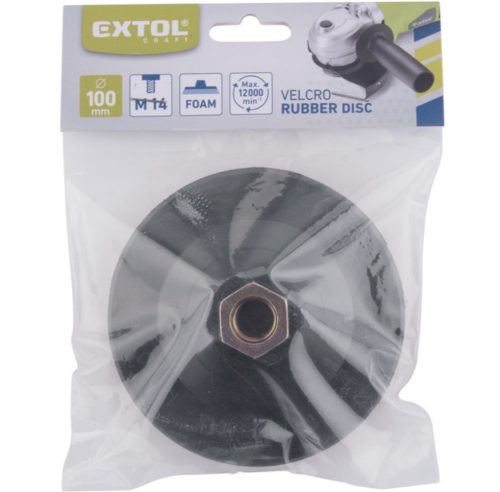 Extol craft gumitányér sarokcsiszolóhoz; 100mm, tépőzáras, max. ford.: 12000 1/min