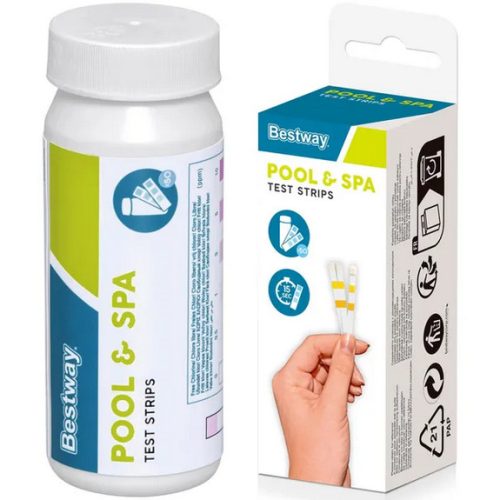 Bestway medence teszt csík 50db-os, 3 az 1-ben vízteszt csíkok, pH/klór/lúgosság