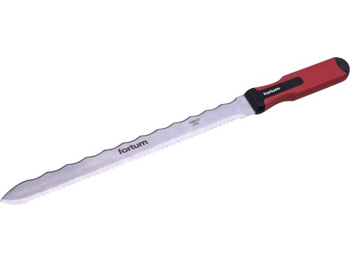 Fortum szigetelőanyag (kőzetgyapot) vágókés, kétélű, teljes/penge hossz.:470/280mm, rozsdamentes acél penge, vastagsága: 1,5mm