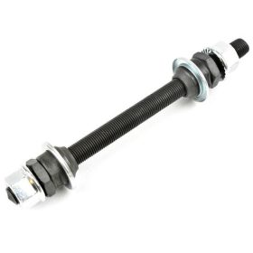   QUANDO Első Kerékagy Tengely Szerelt (3/8" x 140mm) - CR-MO, 25mm Porvédős (Fekete)