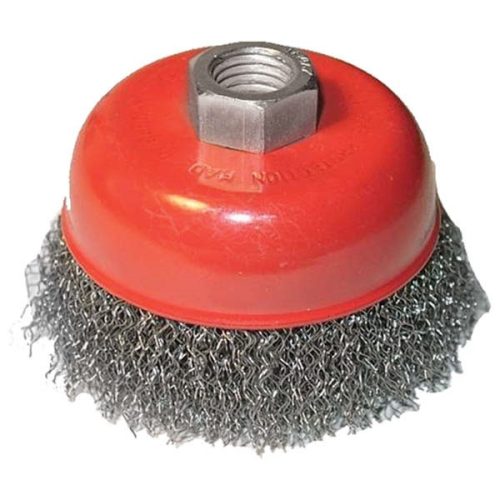 Extol craft drótcsiszoló fazékkefe sarokcsiszolóhoz; M14×2 100mm, ford.: 8500, hullámos szálú
