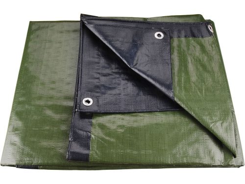 Extol takaróponyva, vízálló, de nem UV álló; 200g/nm, 6×8m névleges méret, valós méret: 5,85×7,85m, PE, lefűző lyukakkal