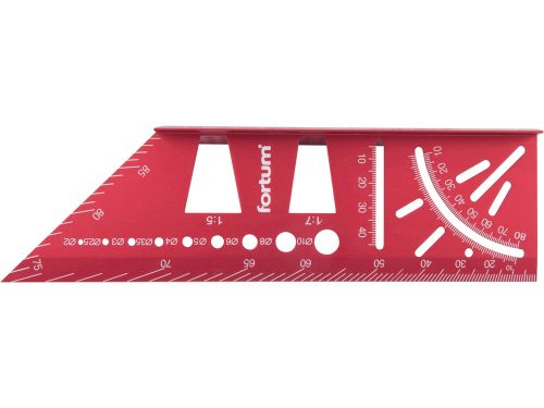 Fortum asztalos T-derékszög, 215 mm, ALU, lézer gravírozott, mm beosztás