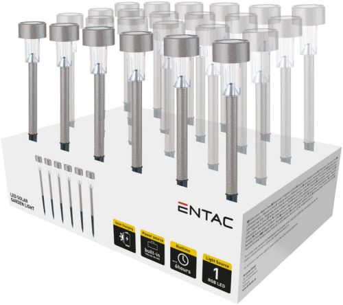 Entac Kerti Szolár Lámpa 360mm Rozsdamentes acél Szürke 1 LED