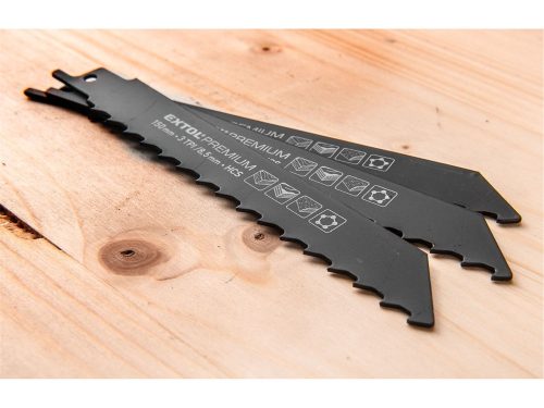 Extol prémium szablyafűrészlap klt., 3db, Bosch befogás, 240 mm, 3T, HCS, fához