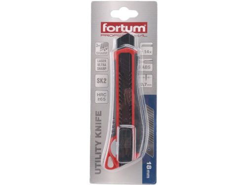 Fortum tapétavágó kés, gumirozott ABS+acél házas; 18 mm
