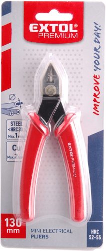 Extol műszerész oldalcsípő fogó, mini, 130 mm, HRC 52-55, átvágható drót max.: réz: 2mm, acél:1mm