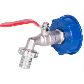  Karos csap IBC tartályhoz 1/2" kimenet, (+ 3/4"es bővítőcsavar kimenet) 60mm tartály záró kupak 1/2"-os csatlakozással, 1/2"-os tömlővég