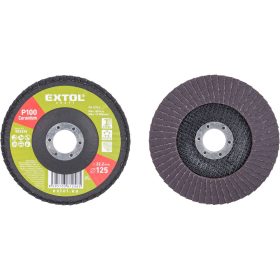   Extol lamellás csiszoló acél, Alu, műa. és fa munkadarabok csiszolására, 125×22mm; P100, kúpos, max.:12.200 ford./perc,EN13743