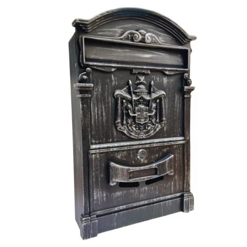 Postaláda öntött ezüst, címeres, ARTHUR, 26*8*40cm 