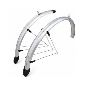 VeloGo alu-plasztik kerékpár sárvédő szett (Ezüst, 26", 58mm)