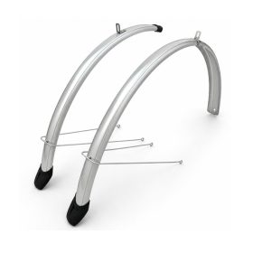 VeloGo alu-plasztik kerékpár sárvédő szett (Ezüst, 28", 46mm)