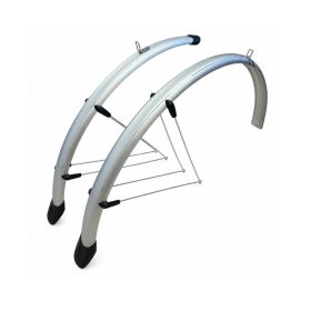   VeloGo alu-plasztik kerékpár sárvédő szett (Ezüst, 28", 46mm, V-pálcás)