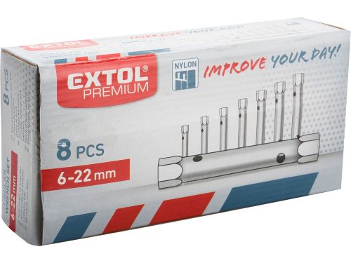 Extol csőkulcs klt., 10db (8 csőkulcs+2 hajtóvas), CrV., 6-22mm (6×7;8×9;10×11;12×13;14×15; 16×17;18×19;20×22)